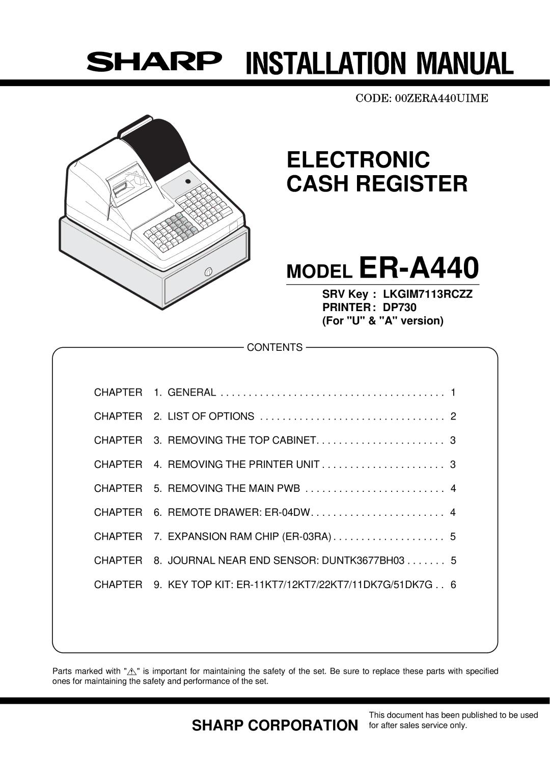 Sharp ER-A440 instruction manual 