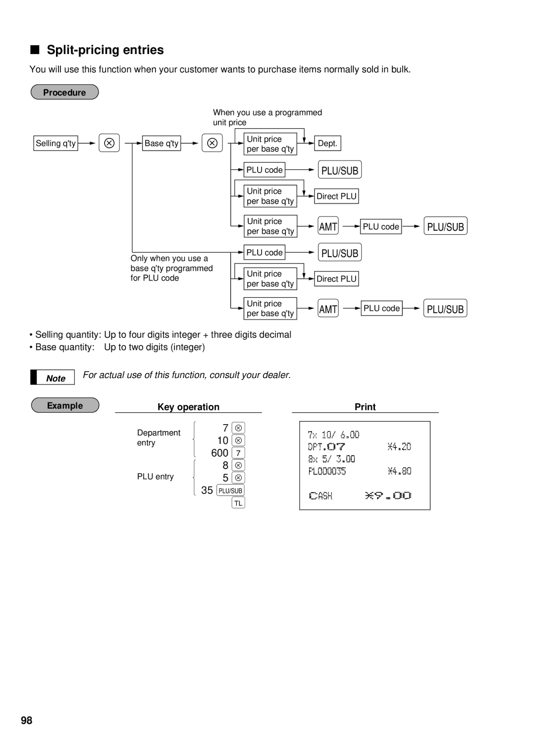 Sharp ER-A440 instruction manual Split-pricing entries, 600, 35 § 