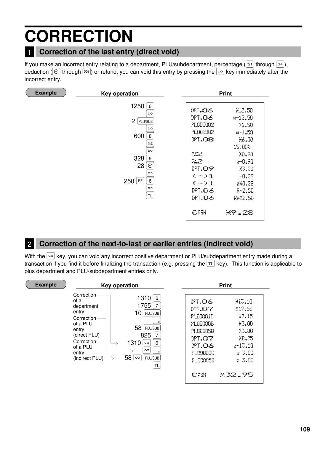 Sharp ER-A440 instruction manual 600 328 250, Correction of the last entry direct void 