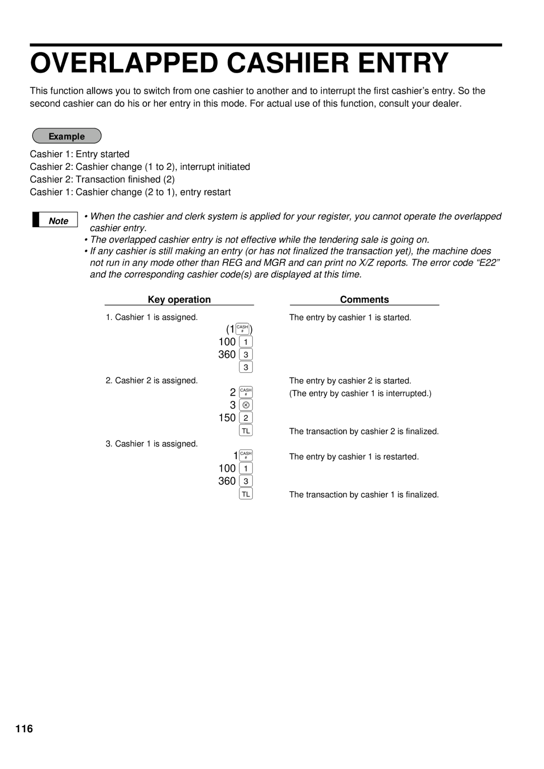 Sharp ER-A440 instruction manual Overlapped Cashier Entry, 1Ü 100 1 360, 150 