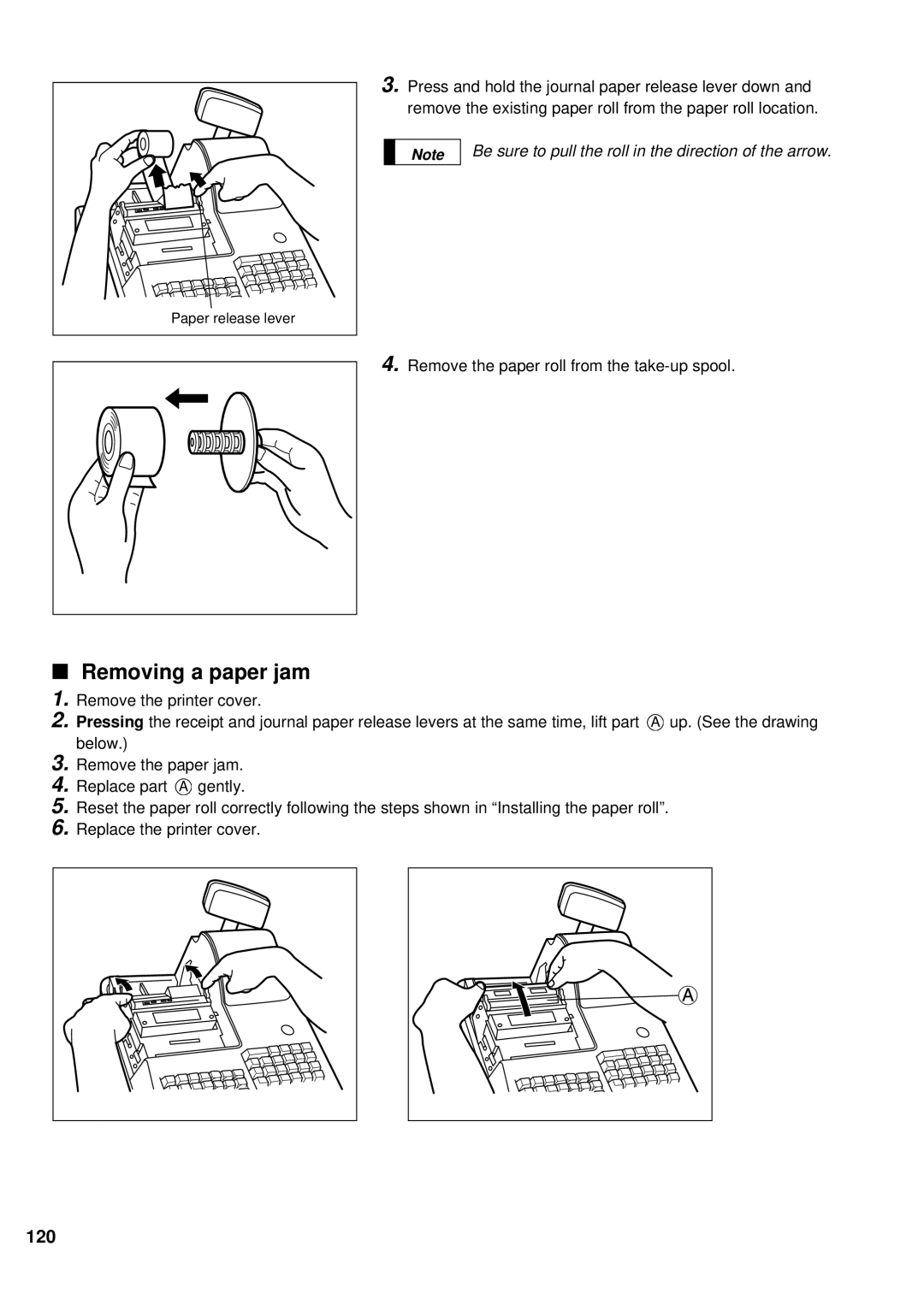 Sharp ER-A440 instruction manual Removing a paper jam 