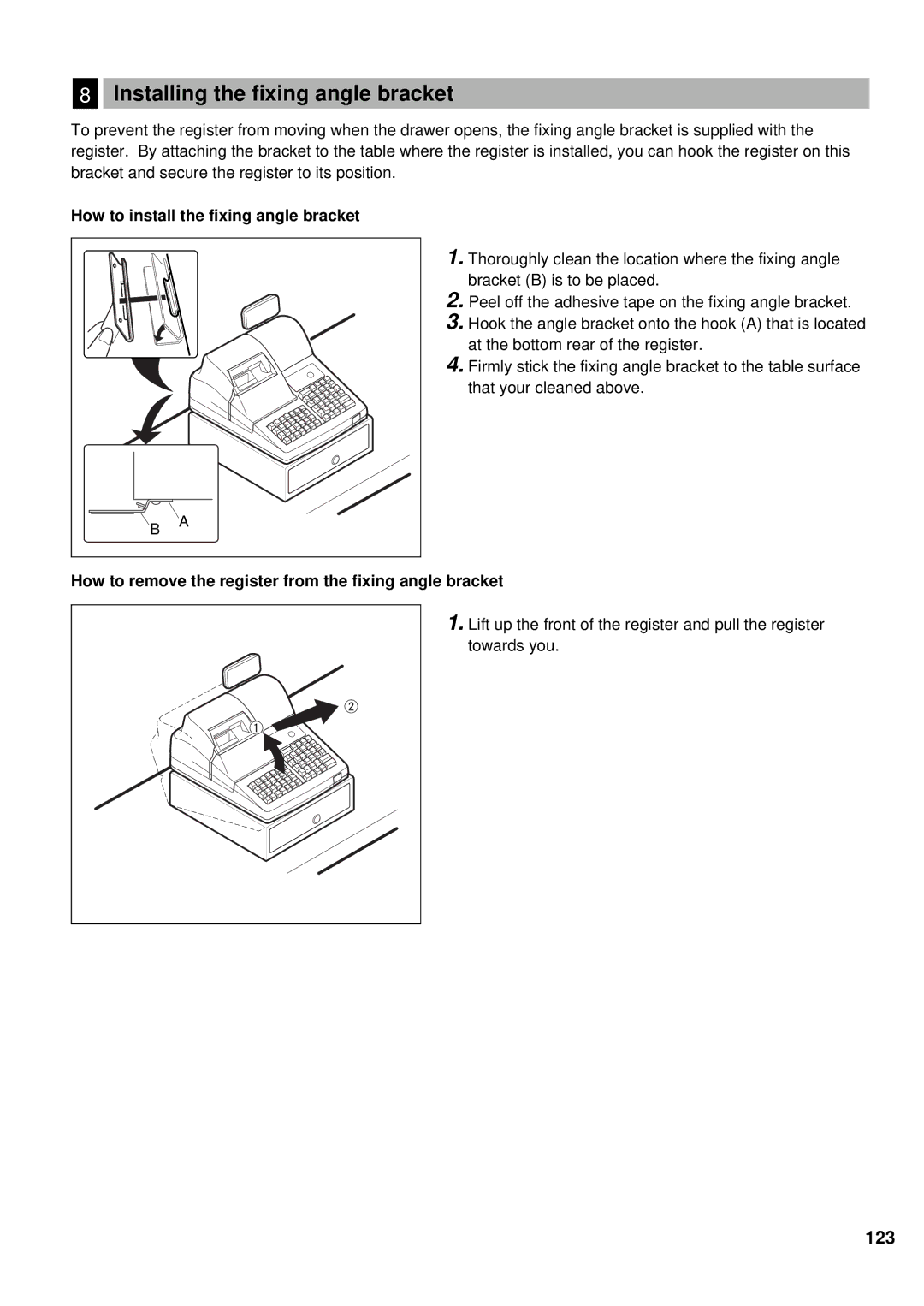 Sharp ER-A440 instruction manual Installing the fixing angle bracket, How to install the fixing angle bracket 