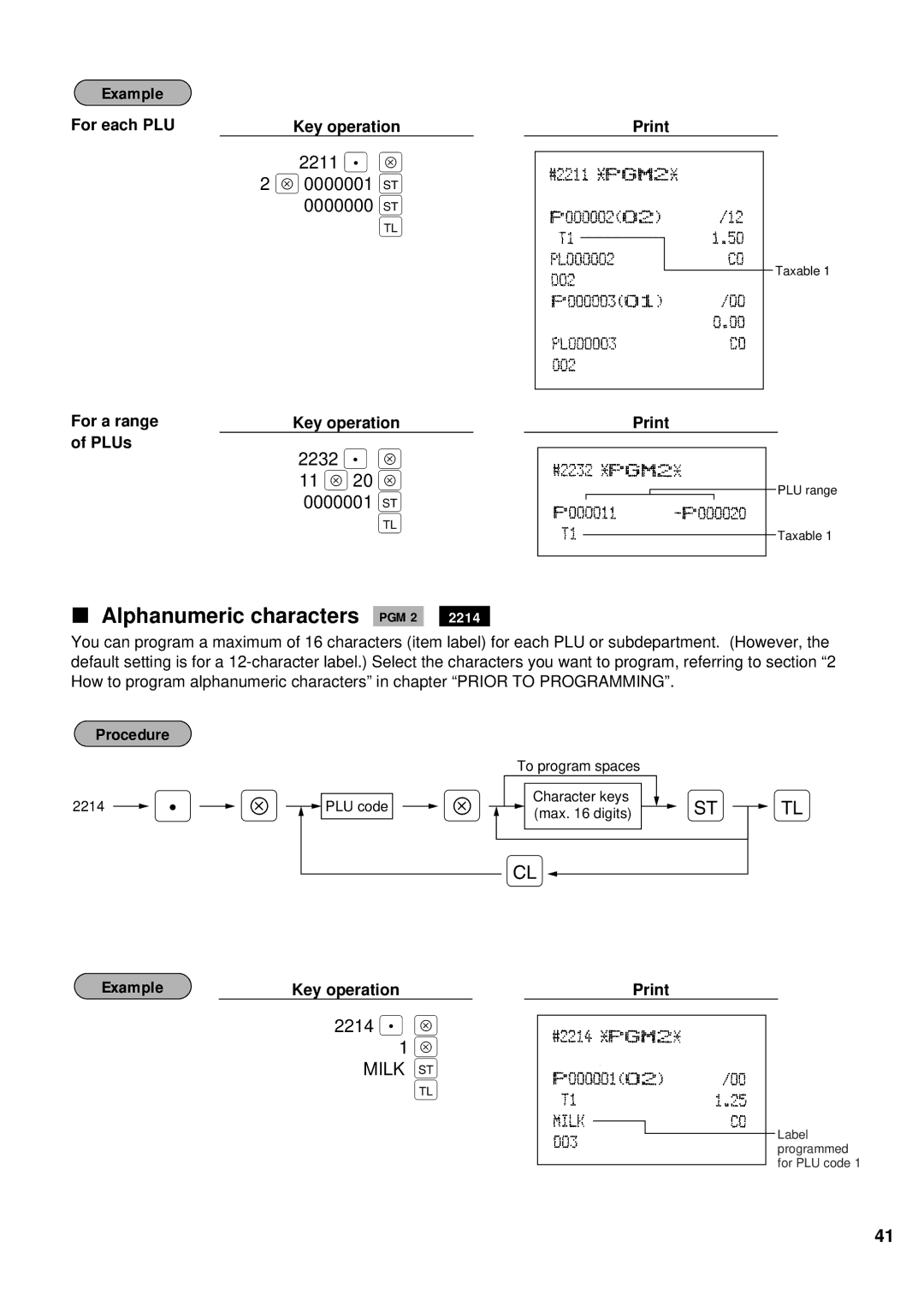 Sharp ER-A440 instruction manual 2211 . Å 0000000, 2232 . Å, 11 Å 0000001, 2214 . Å Milk 