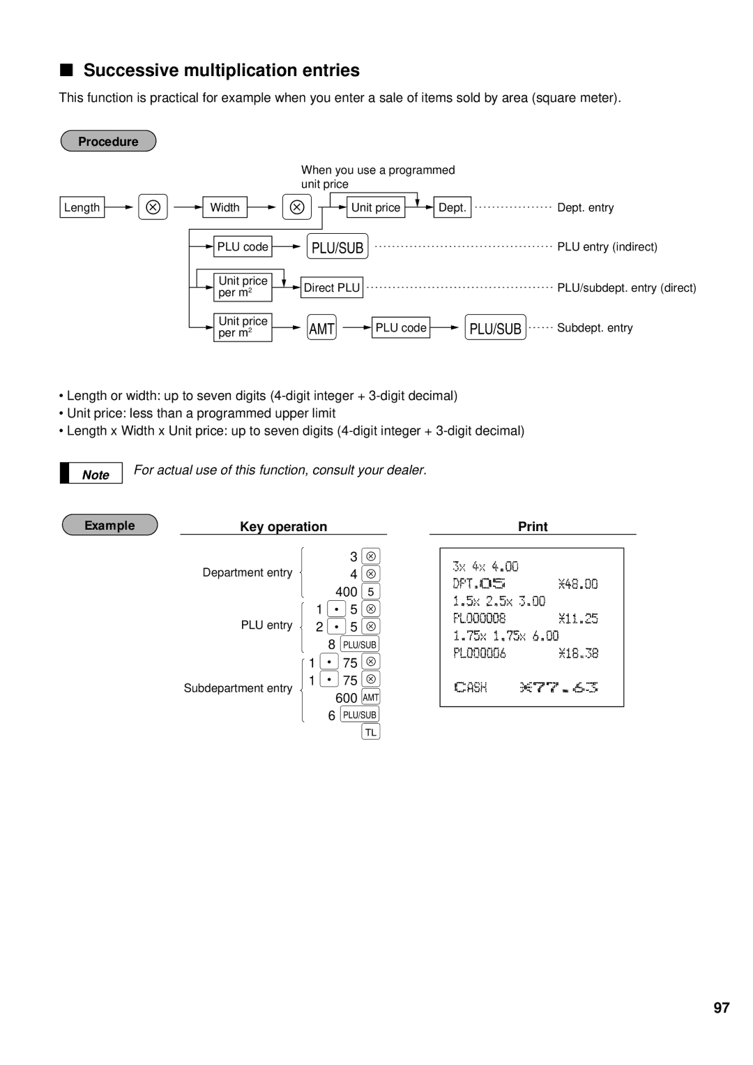 Sharp ER-A440 instruction manual Successive multiplication entries 