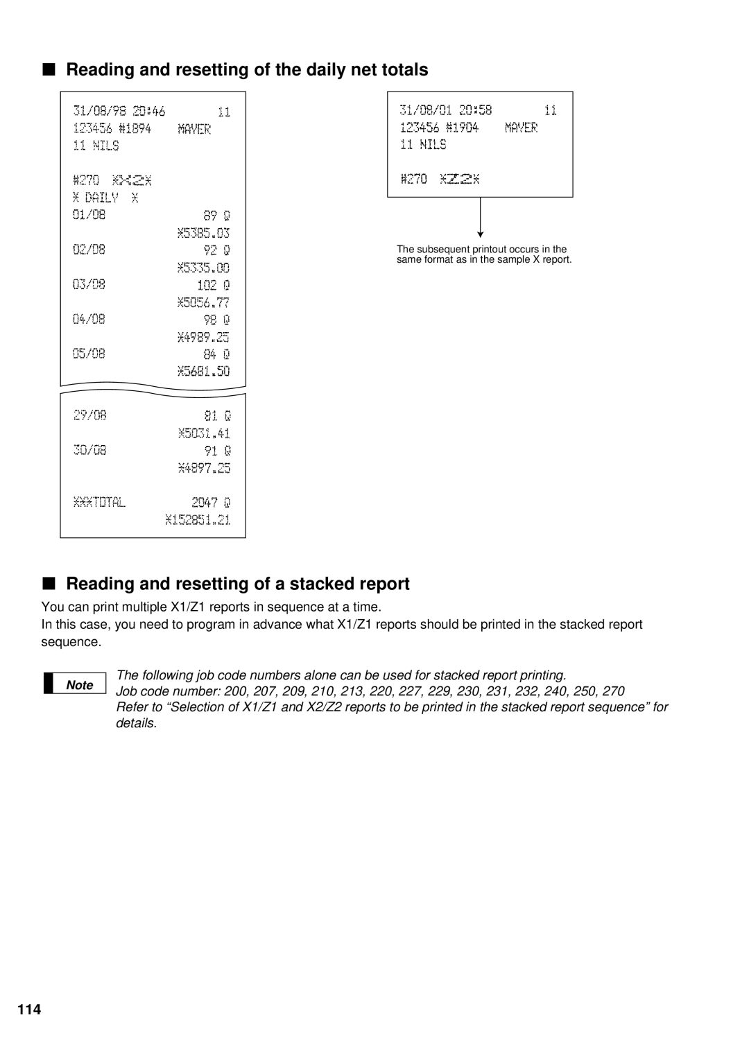 Sharp ER-A440S instruction manual Reading and resetting of the daily net totals 