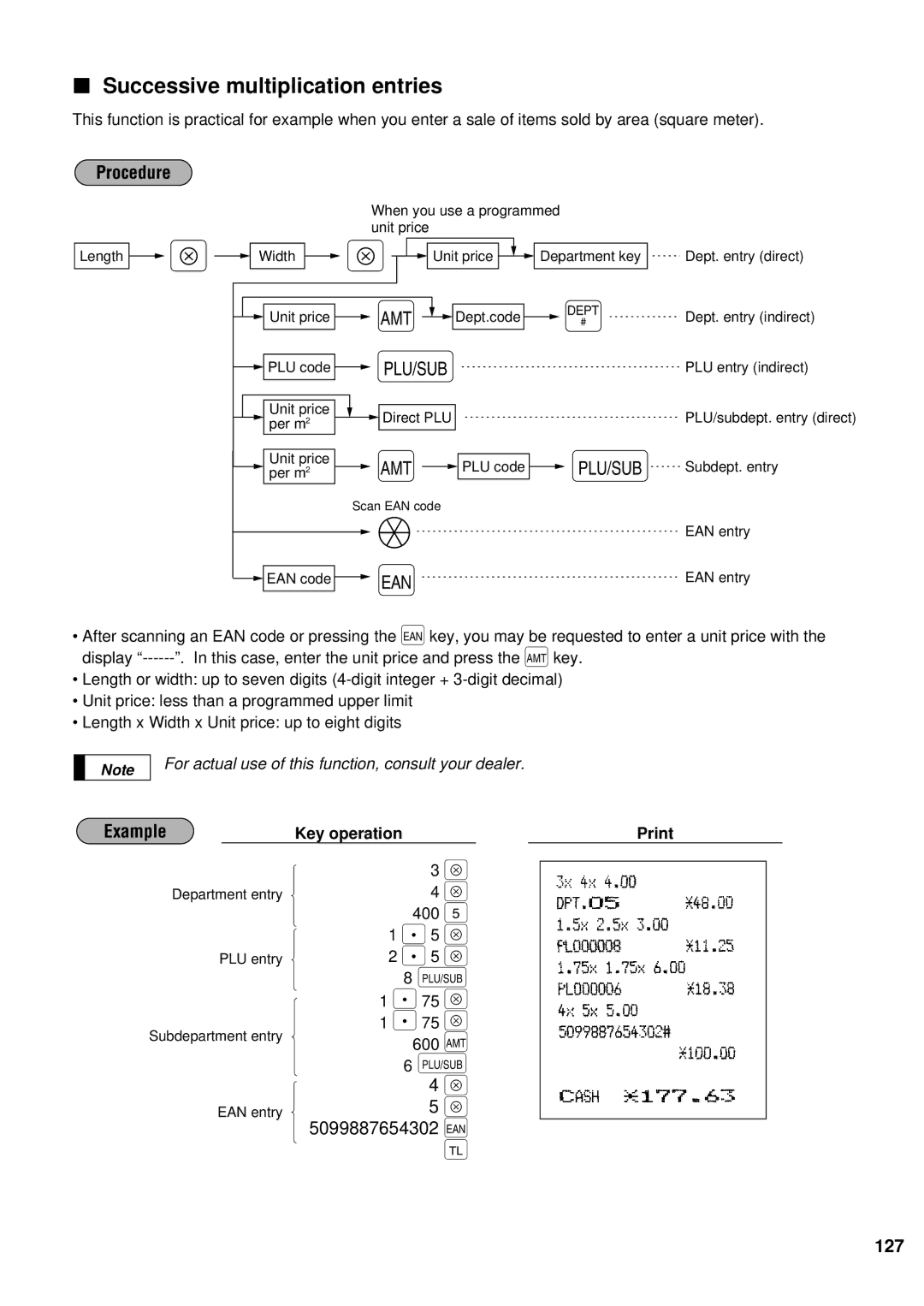 Sharp ER-A440S instruction manual Successive multiplication entries 