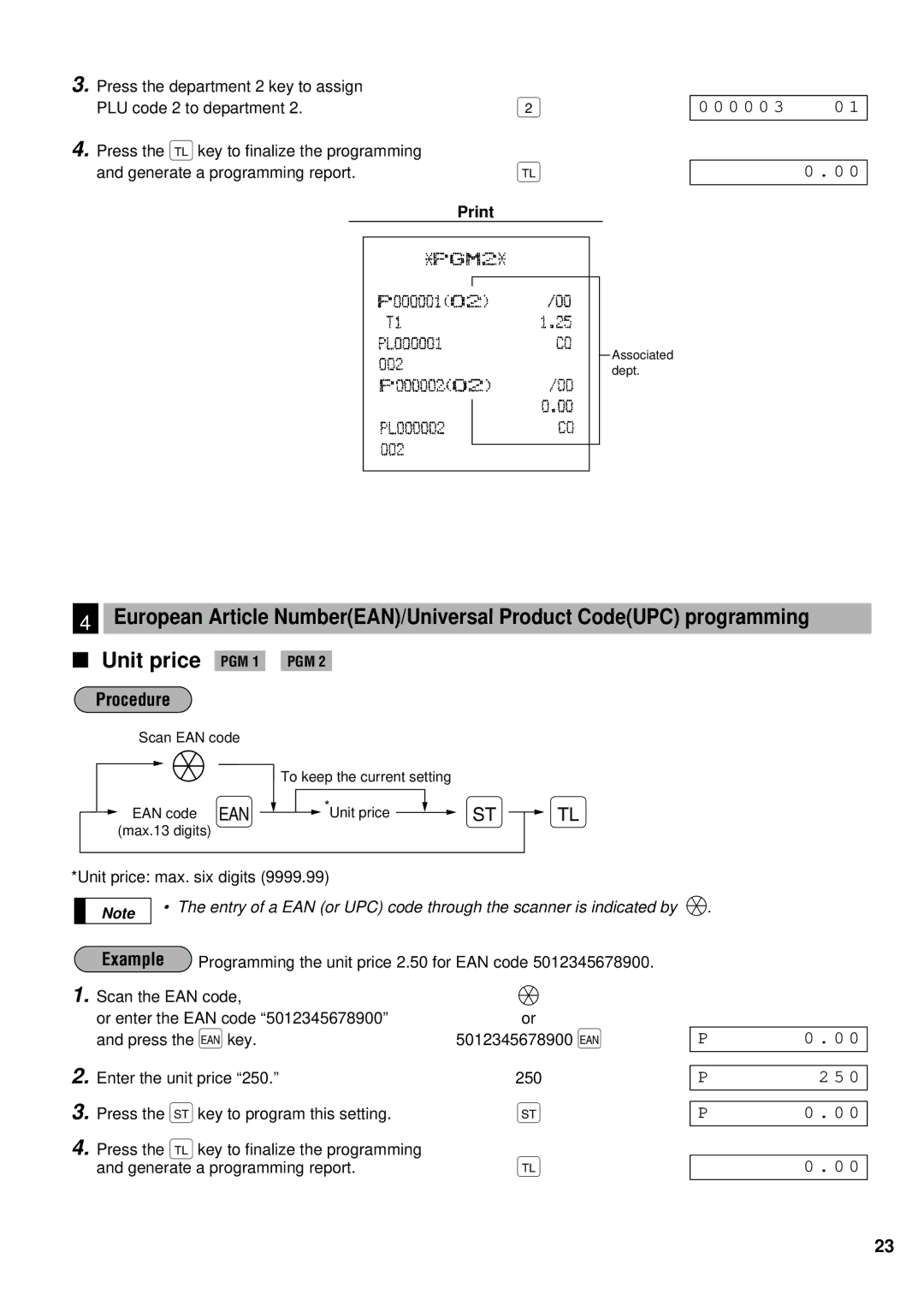 Sharp ER-A440S instruction manual Scan EAN code To keep the current setting Unit price 