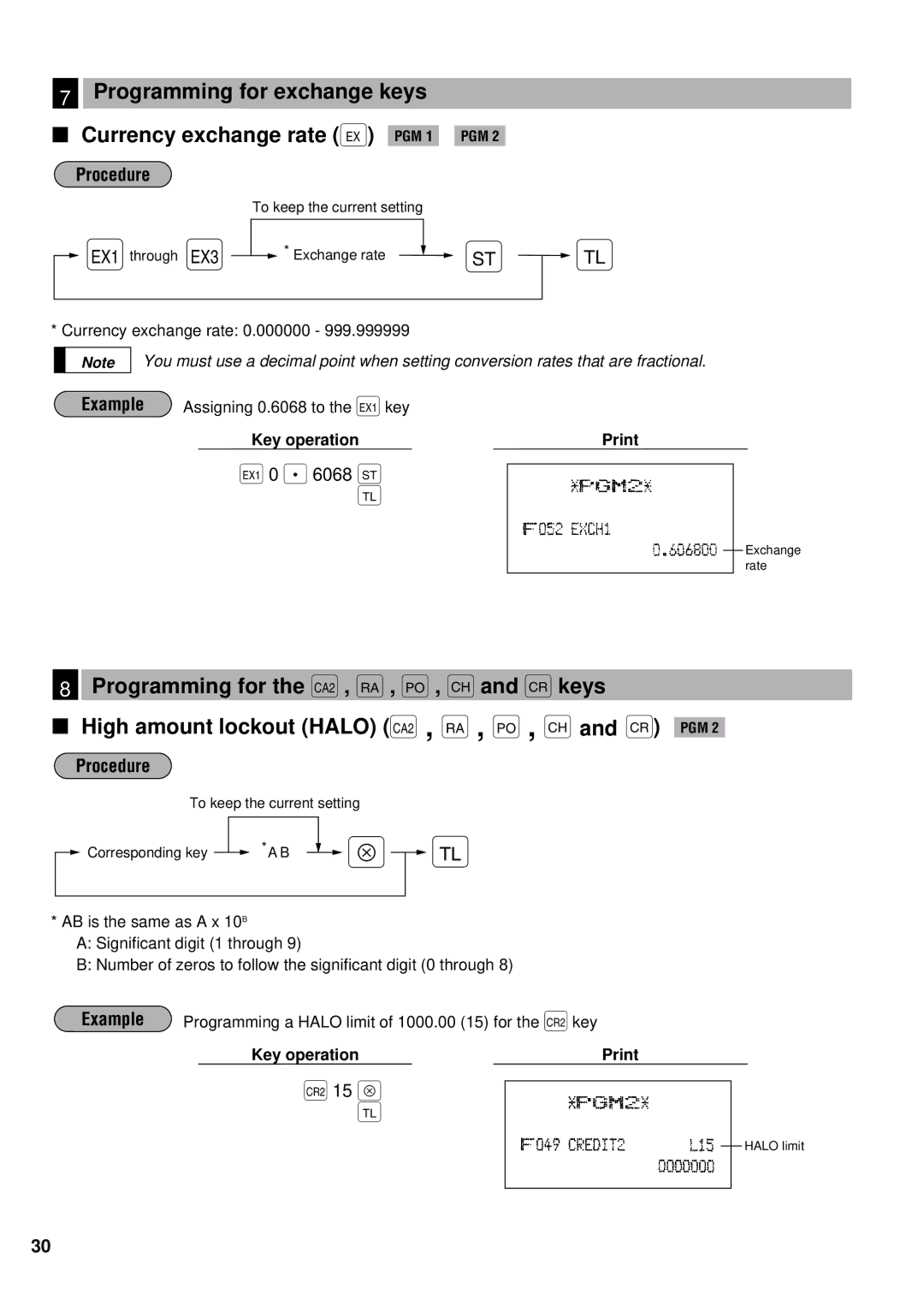 Sharp ER-A440S instruction manual Programming for exchange keys Currency exchange rate e 