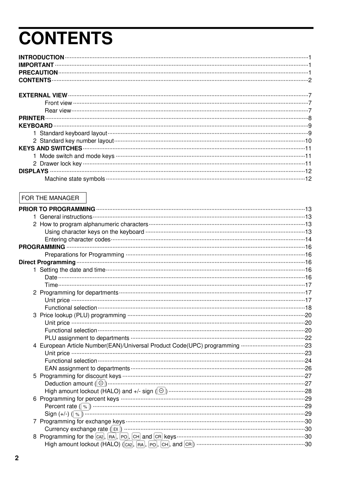 Sharp ER-A440S instruction manual Contents 