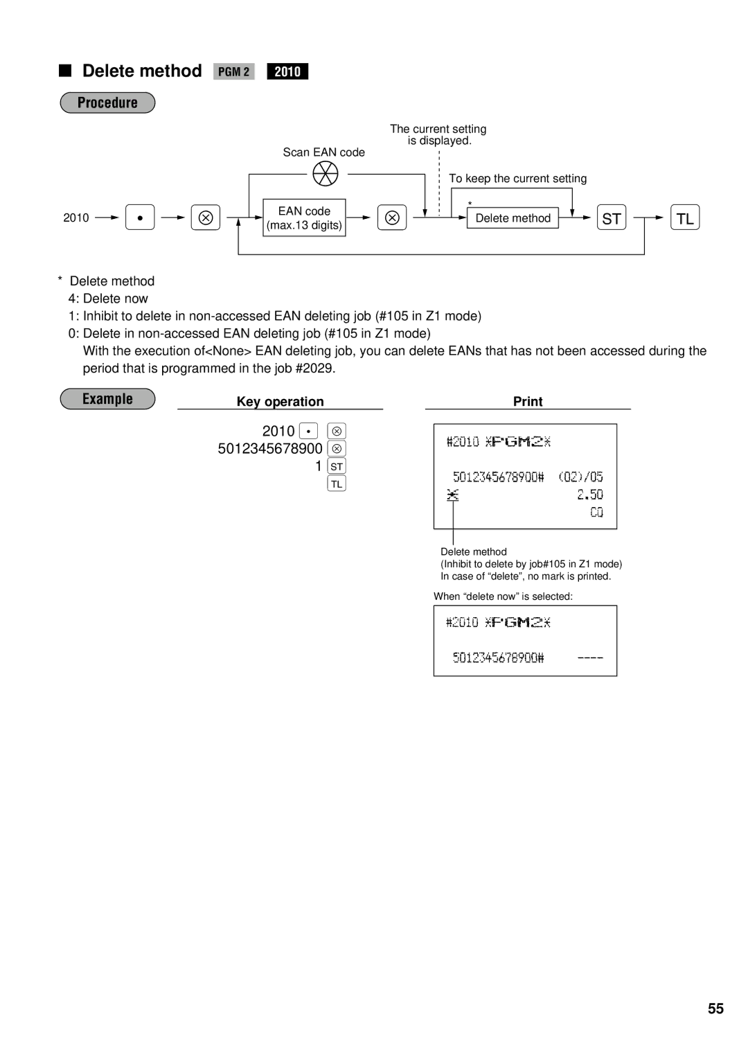 Sharp ER-A440S instruction manual Delete method PGM 2, 2010 . ≈ 5012345678900 ≈ 