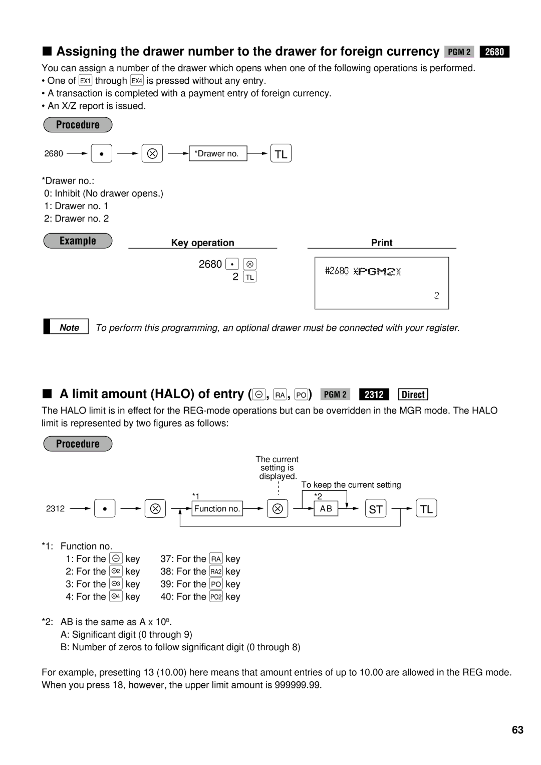 Sharp ER-A440S instruction manual Limit amount Halo of entry -, r, p PGM 2 