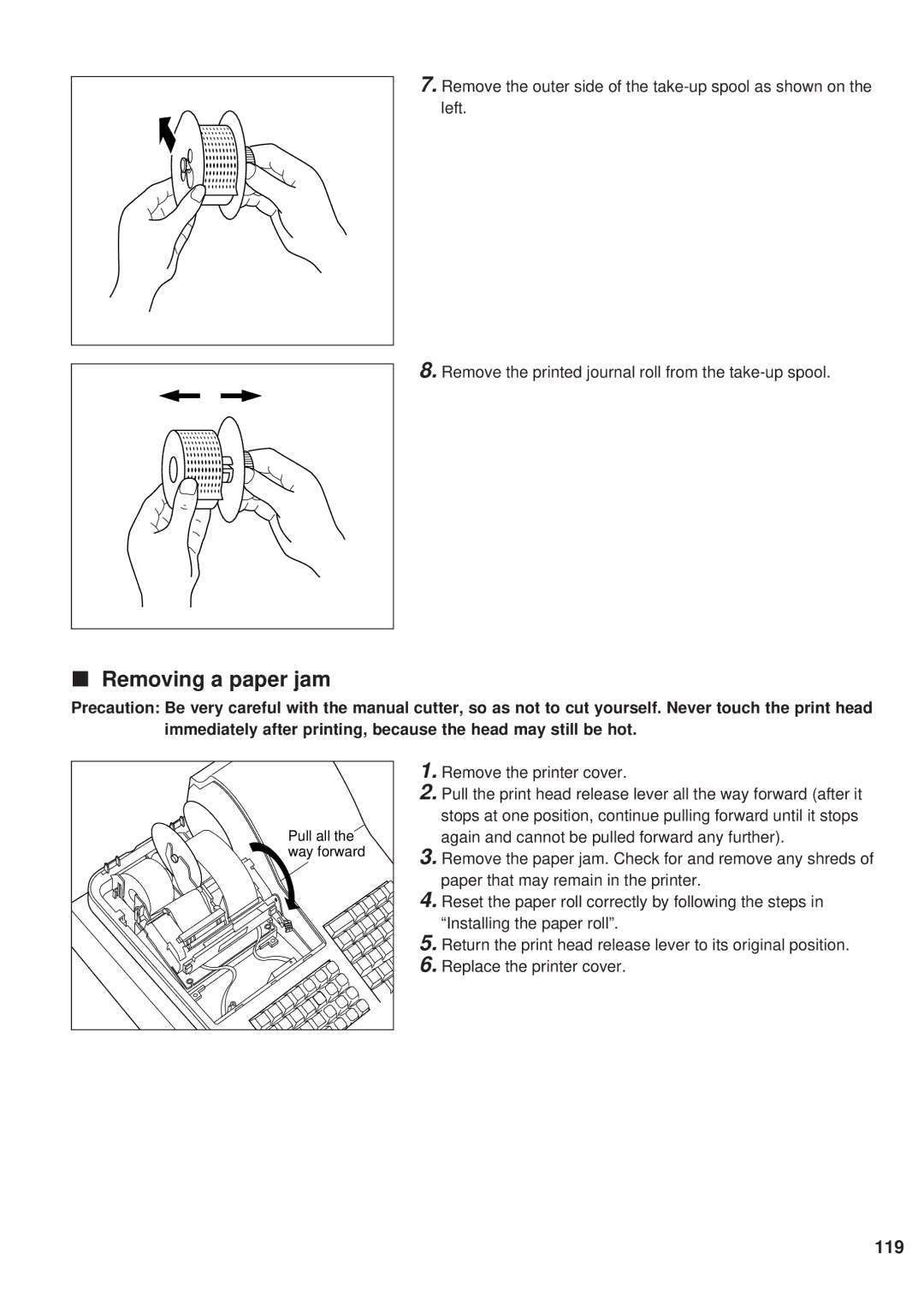 Sharp ER-A450 instruction manual Removing a paper jam 