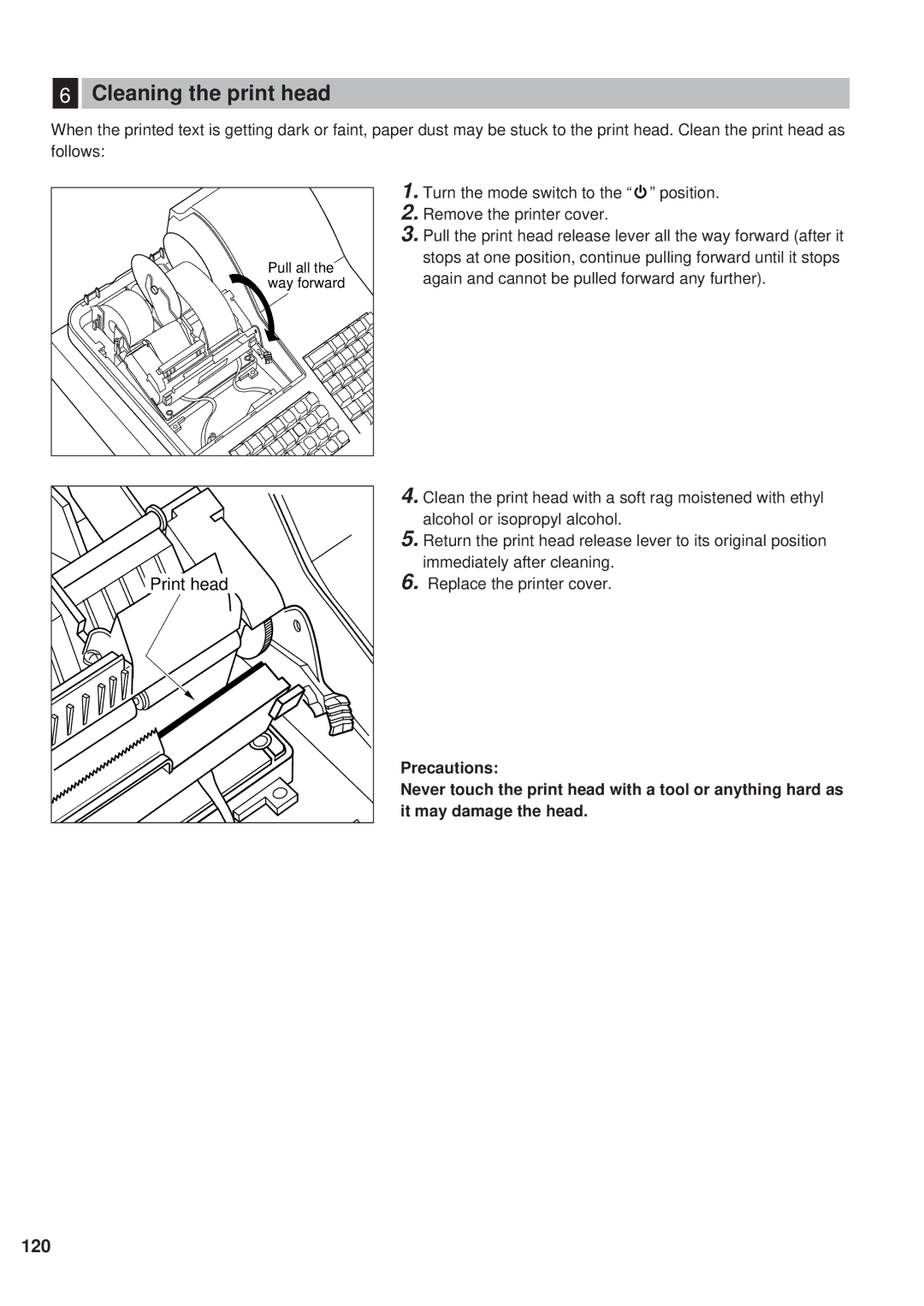 Sharp ER-A450 instruction manual Cleaning the print head, Print head 