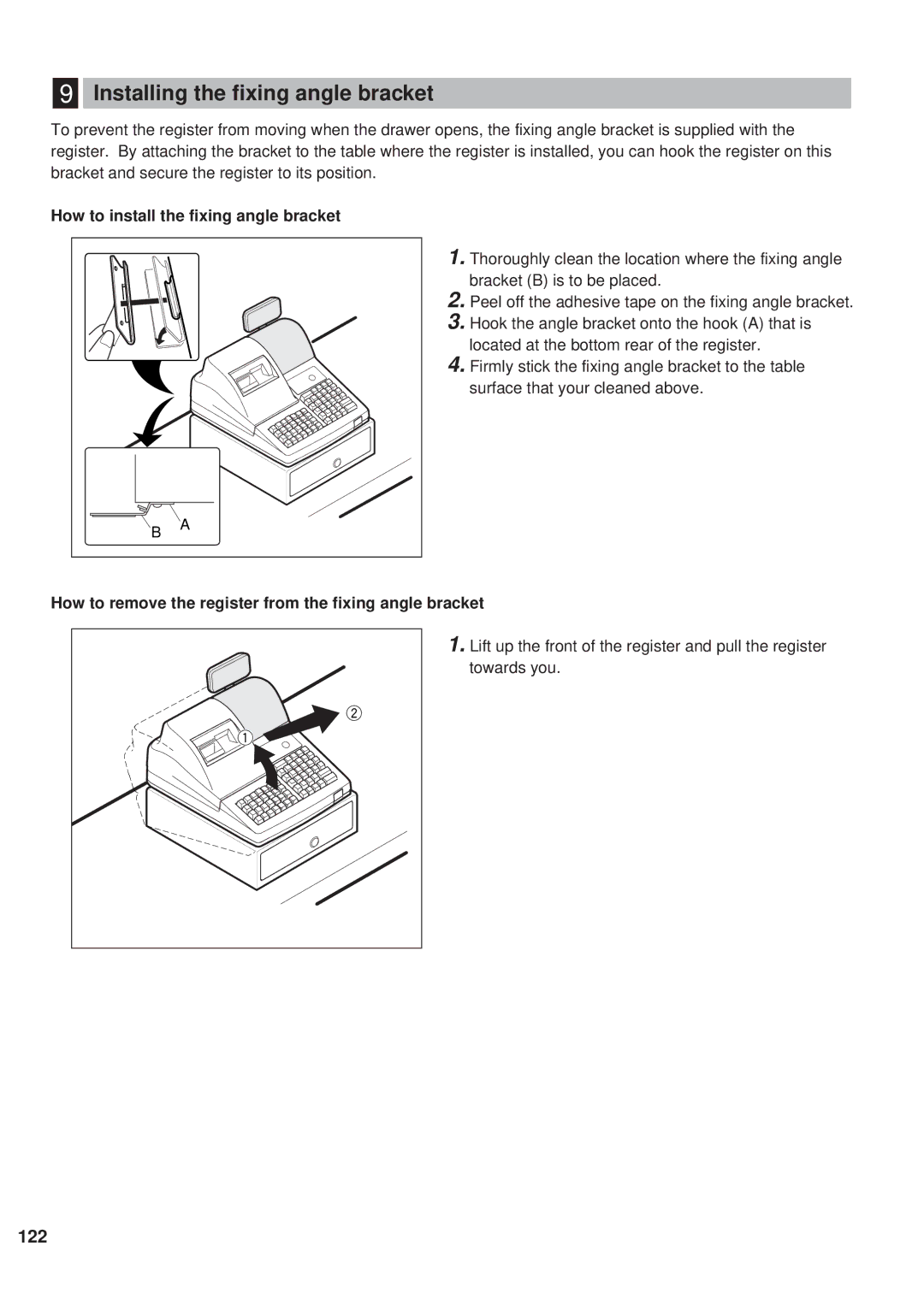 Sharp ER-A450 instruction manual Installing the fixing angle bracket, How to install the fixing angle bracket 