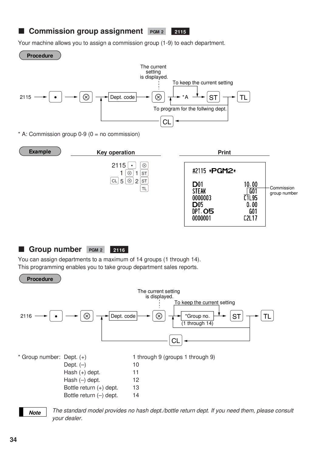 Sharp ER-A450 instruction manual Å1 c5 Å2, Commission group assignment PGM 2, Group number PGM 2, 2115 . Å 