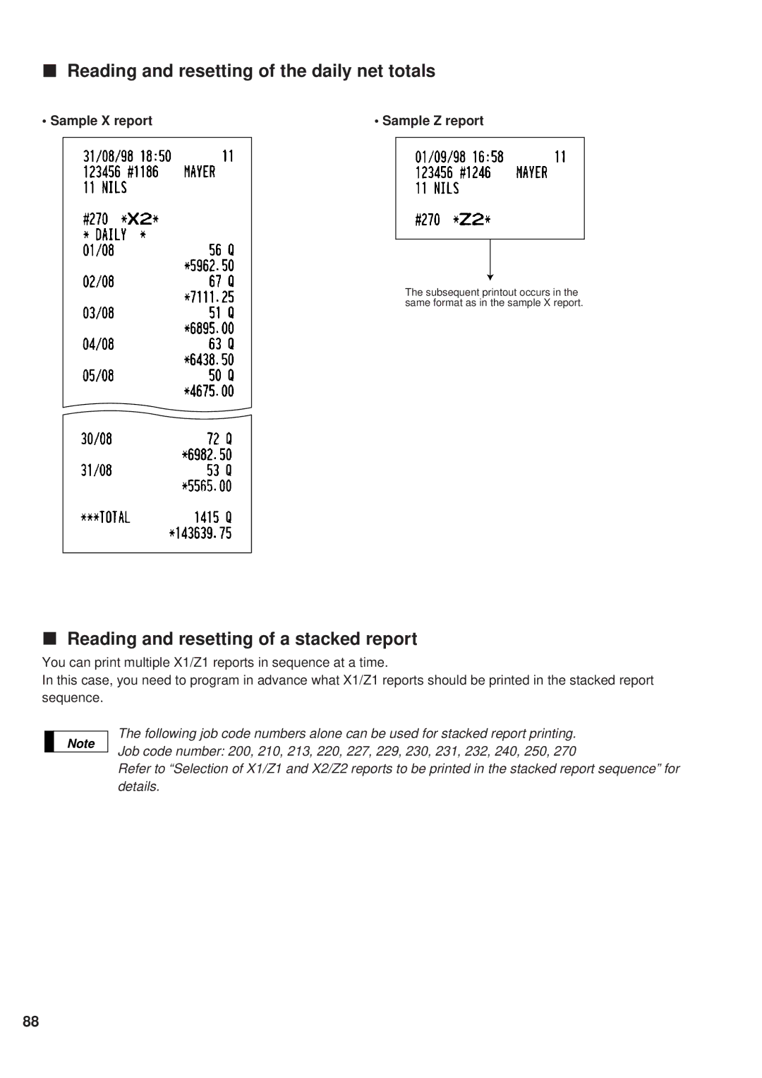 Sharp ER-A450 instruction manual Reading and resetting of the daily net totals 