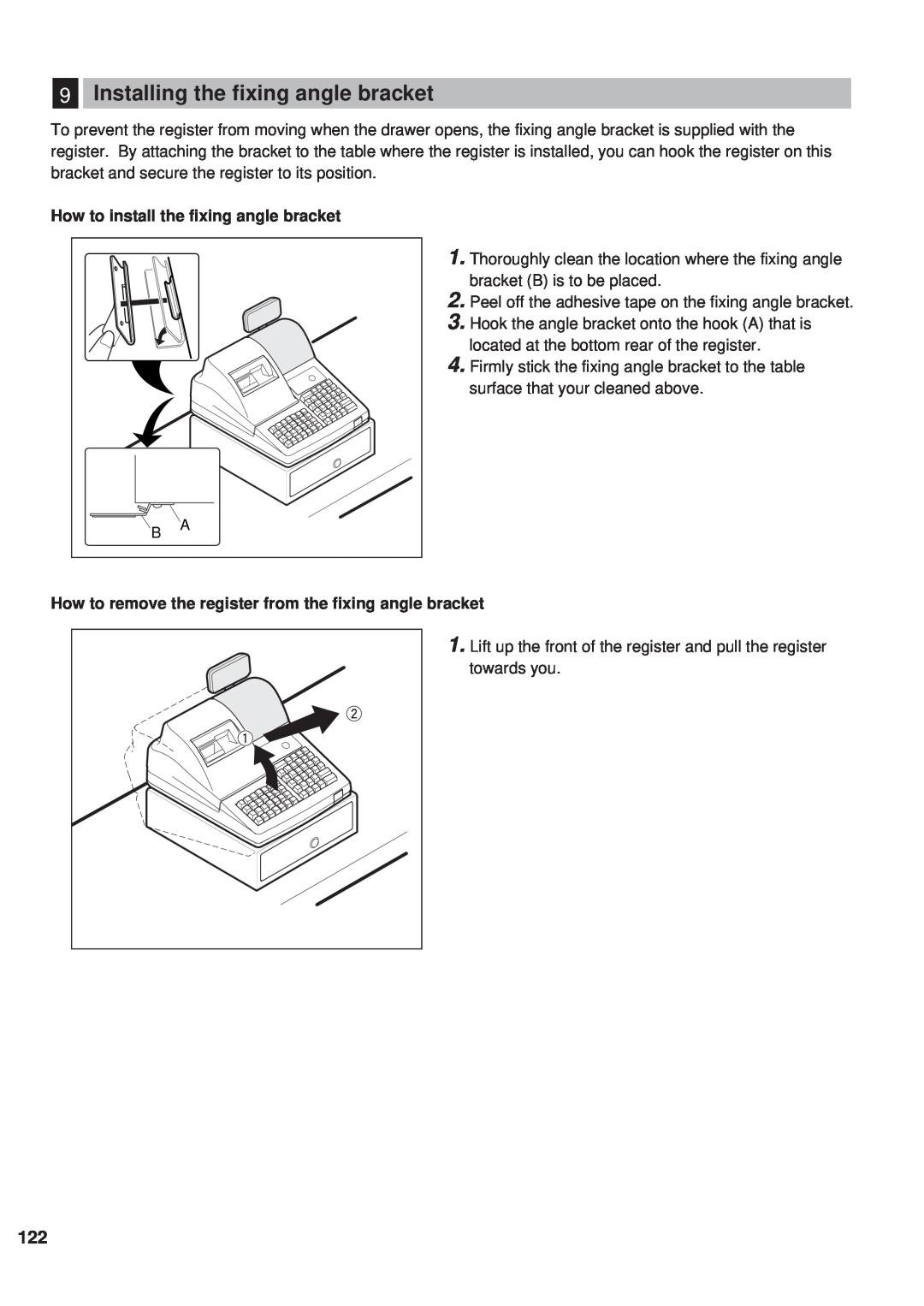 Sharp ER-A450 instruction manual Installing the fixing angle bracket, How to install the fixing angle bracket 