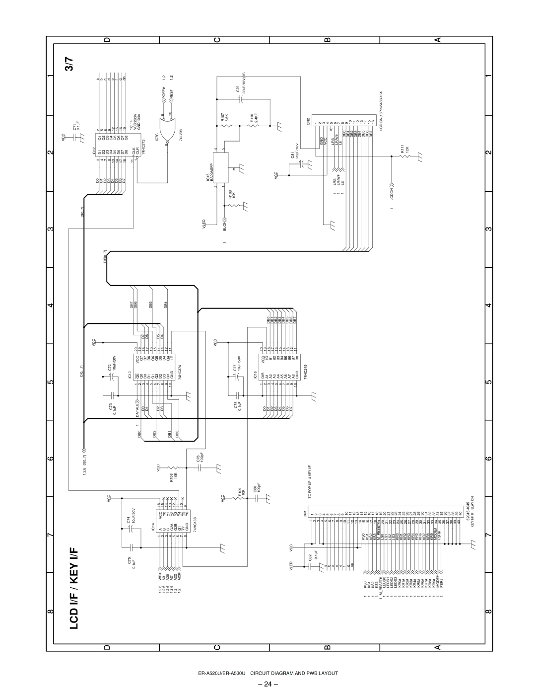 Sharp ER-A520, ER-A530 service manual Lcd I/F / Key I/F 