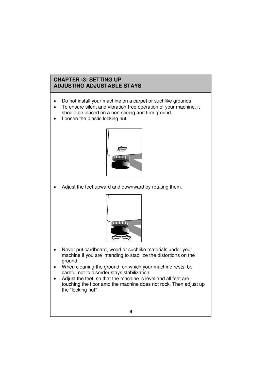 Sharp ESV80HA user manual Setting UP Adjusting Adjustable Stays 