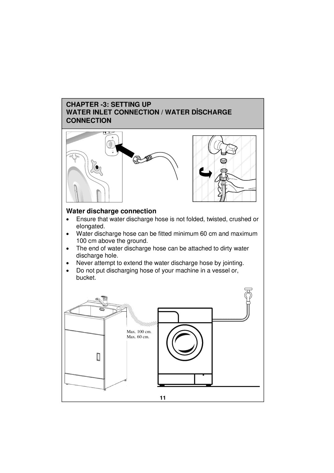 Sharp ESV80HA user manual Water discharge connection 