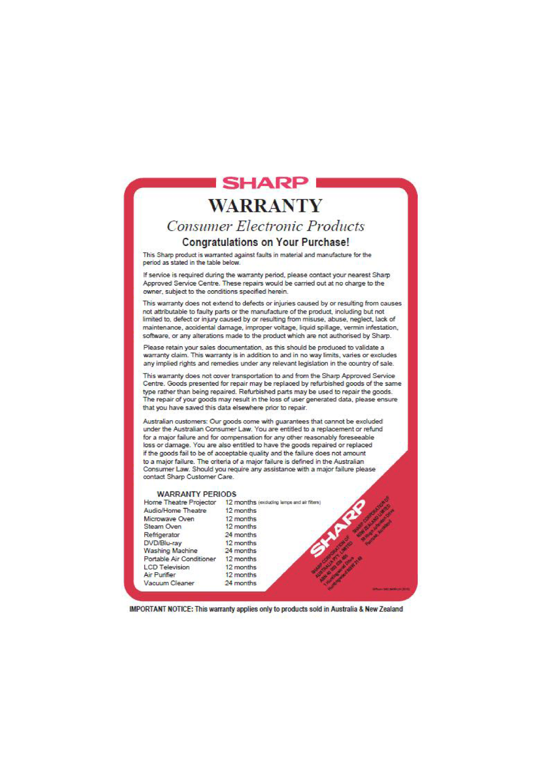 Sharp ESV80HA user manual 