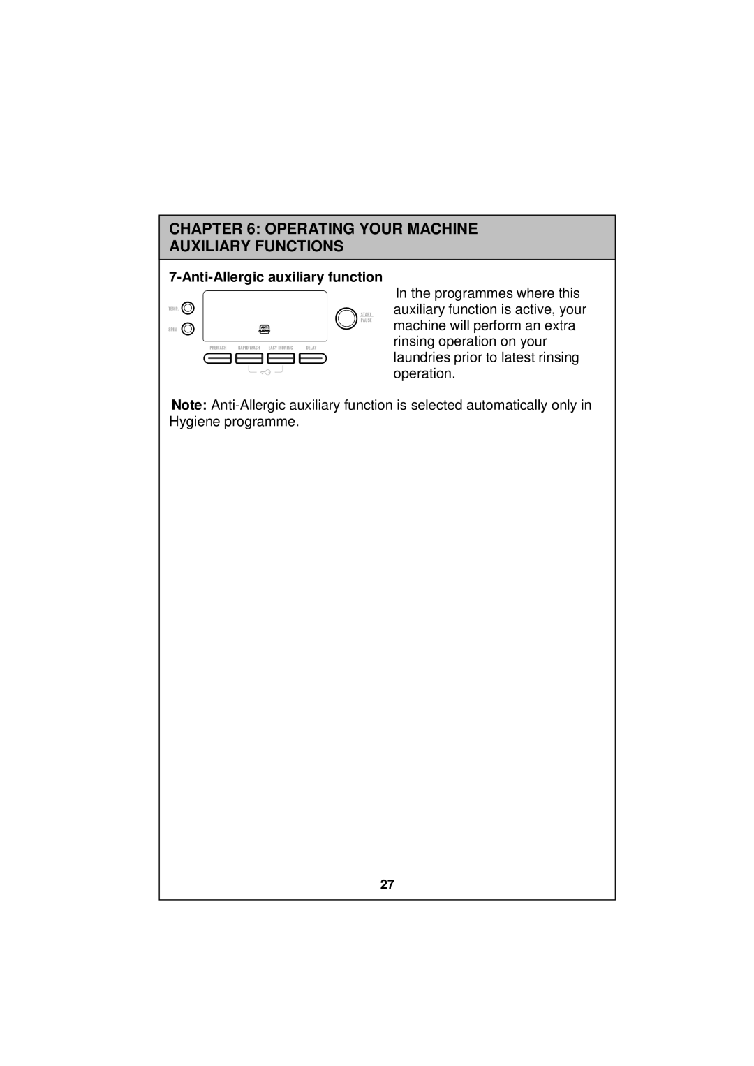 Sharp ESV80HA user manual Anti-Allergic auxiliary function 