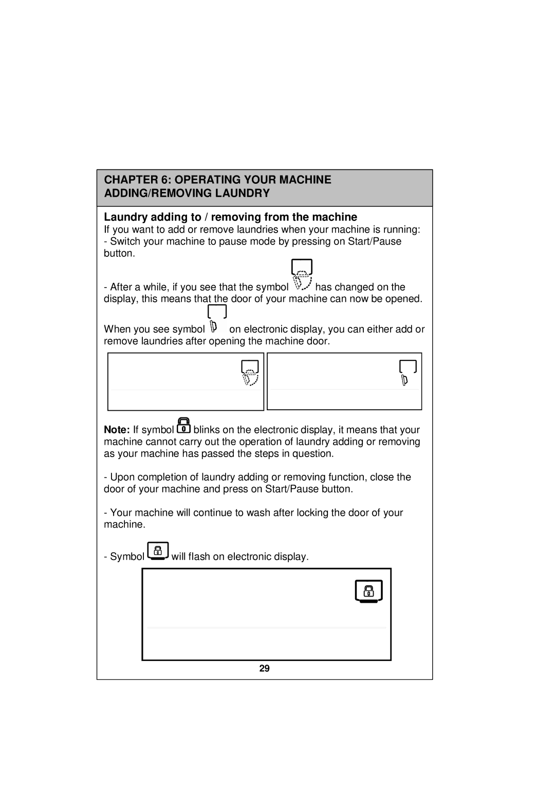 Sharp ESV80HA user manual Operating Your Machine ADDING/REMOVING Laundry, Laundry adding to / removing from the machine 