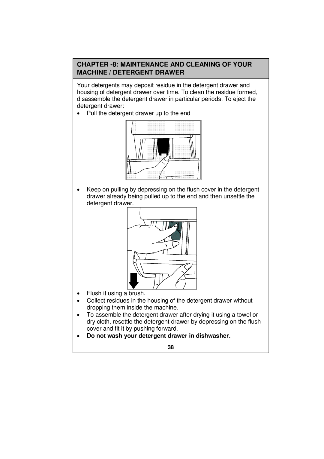 Sharp ESV80HA user manual Maintenance and Cleaning of Your Machine / Detergent Drawer 