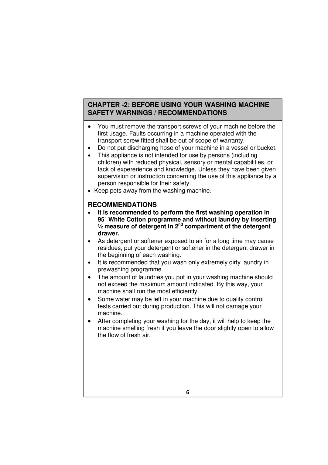 Sharp ESV80HA user manual Recommendations 