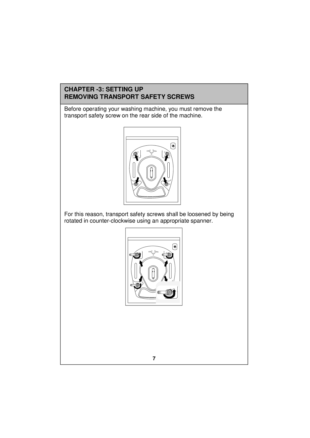 Sharp ESV80HA user manual Setting UP Removing Transport Safety Screws 