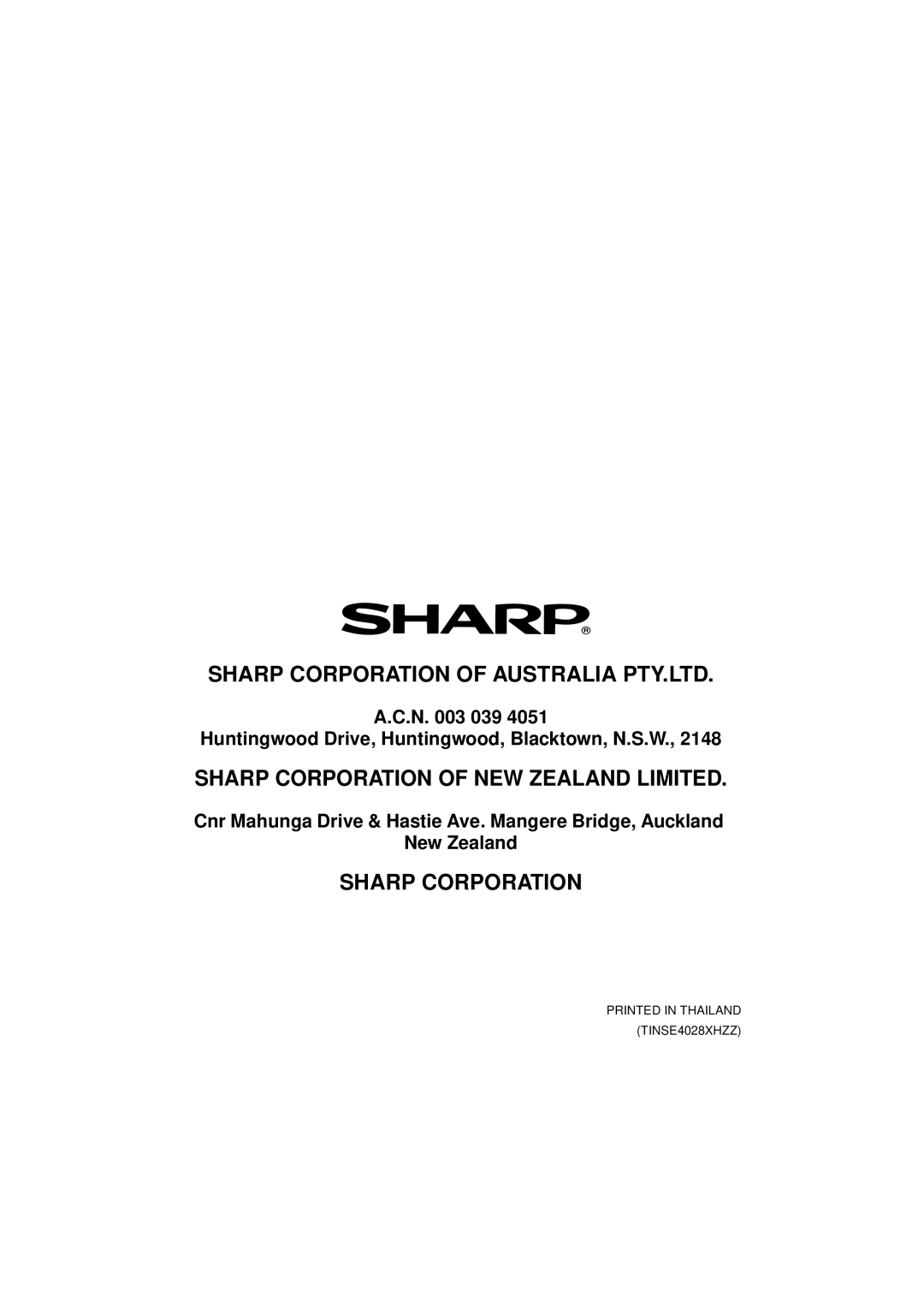 Sharp F0-50 F0-70 operation manual Sharp Corporation of NEW Zealand Limited 