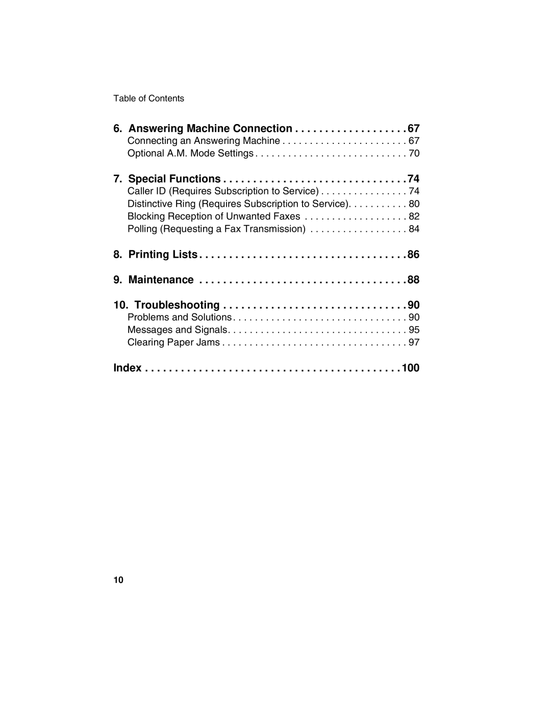 Sharp F0-50 F0-70 operation manual Answering Machine Connection 