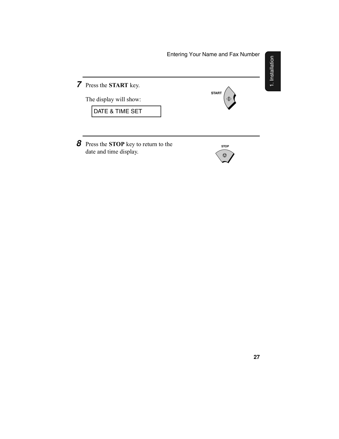 Sharp F0-50 F0-70 operation manual Date & Time SET 