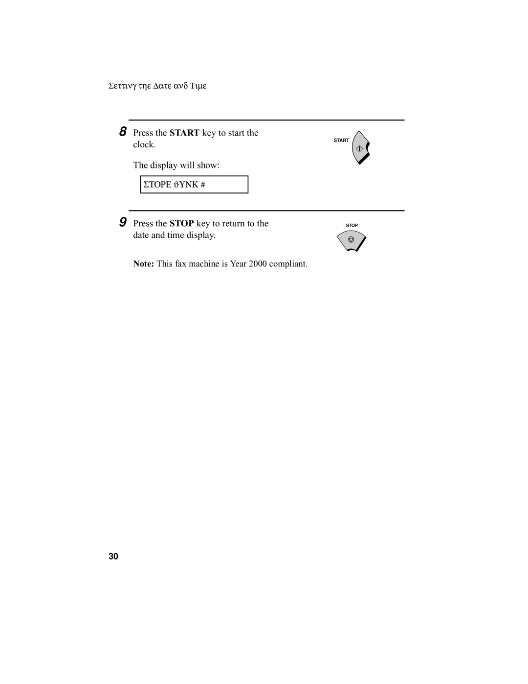 Sharp F0-50 F0-70 operation manual Press the Start key to start Clock 