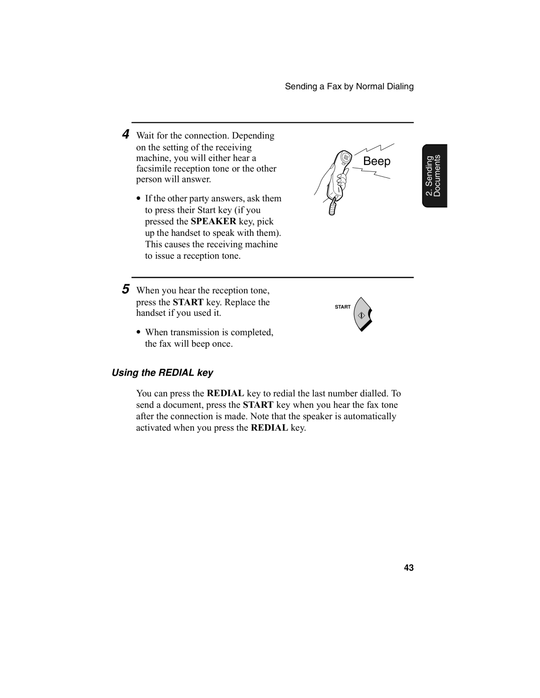 Sharp F0-50 F0-70 operation manual Beep, Using the Redial key 