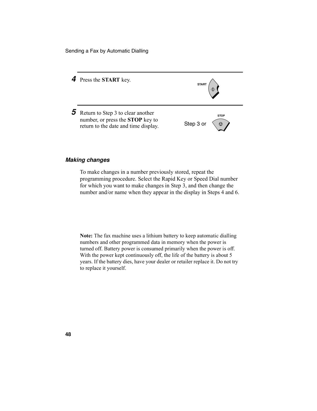 Sharp F0-50 F0-70 operation manual Making changes 