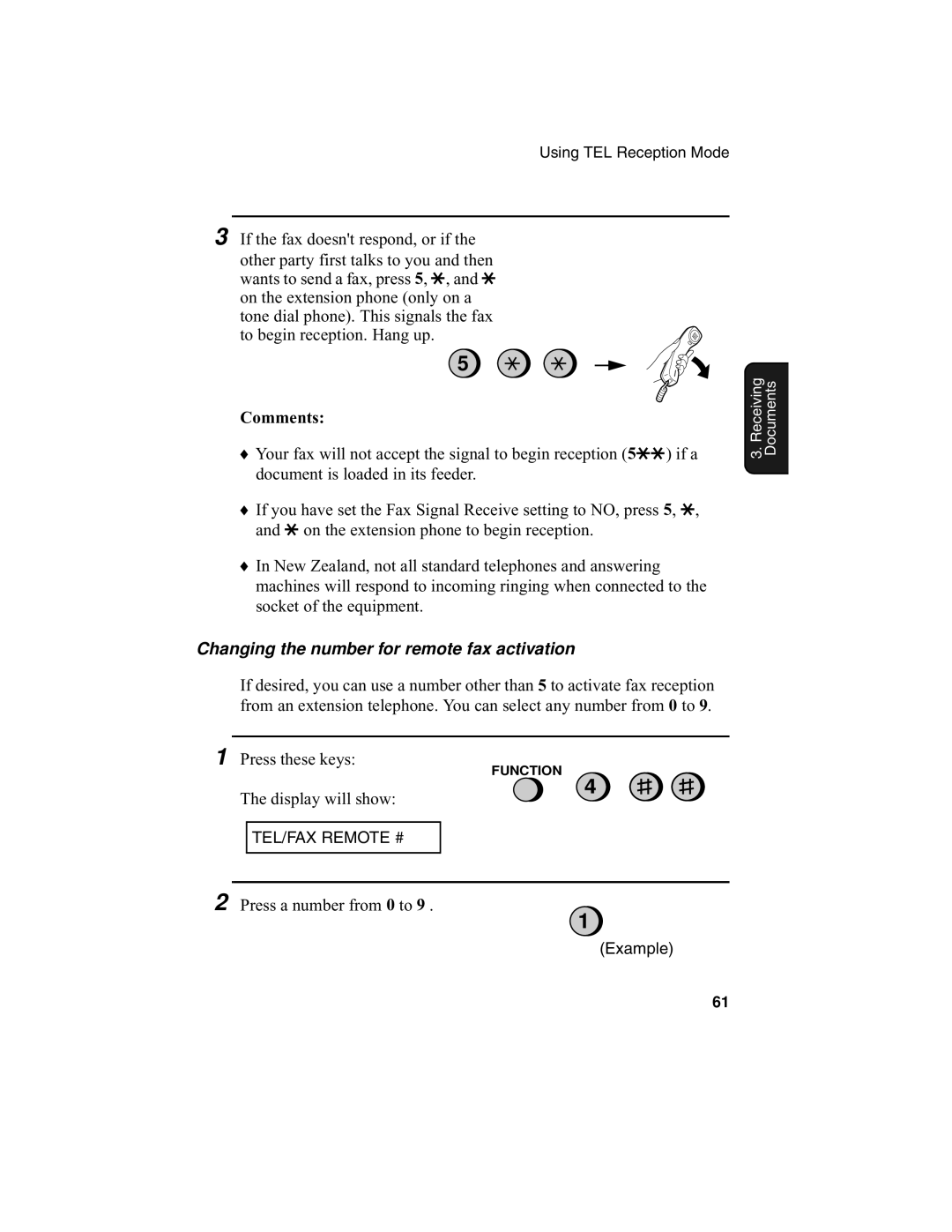 Sharp F0-50 F0-70 operation manual Comments, Changing the number for remote fax activation 