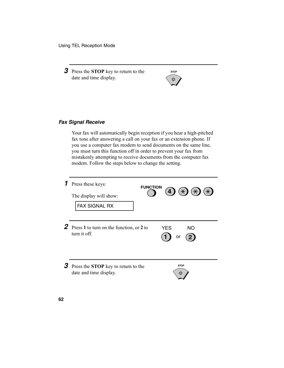 Sharp F0-50 F0-70 operation manual Fax Signal Receive 