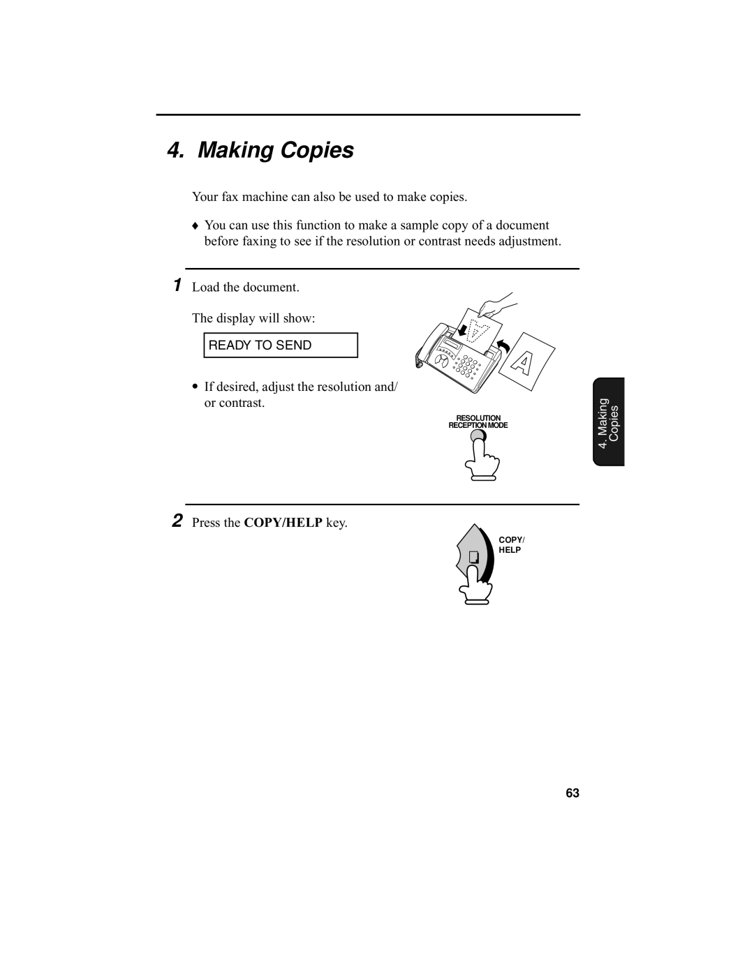 Sharp F0-50 F0-70 operation manual Making Copies 