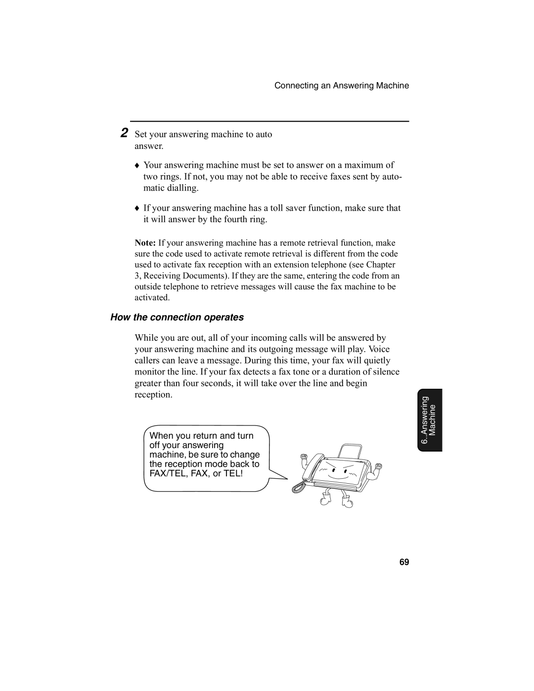 Sharp F0-50 F0-70 operation manual How the connection operates 