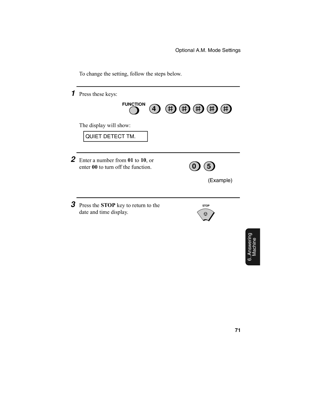 Sharp F0-50 F0-70 operation manual Quiet Detect TM 