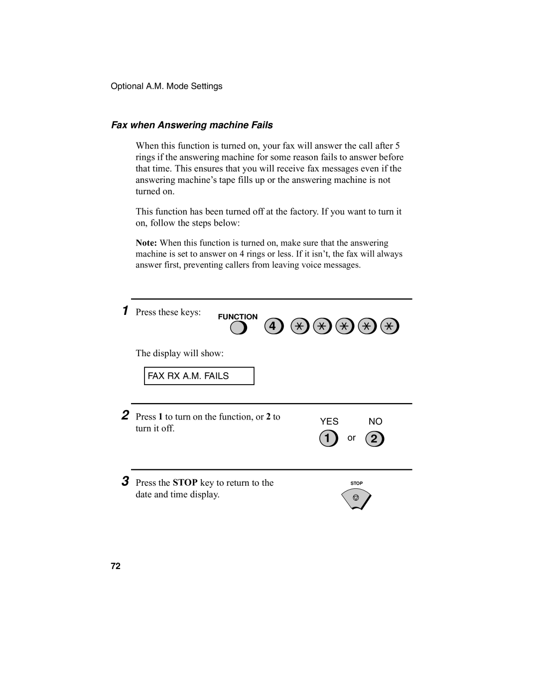 Sharp F0-50 F0-70 operation manual Fax when Answering machine Fails 