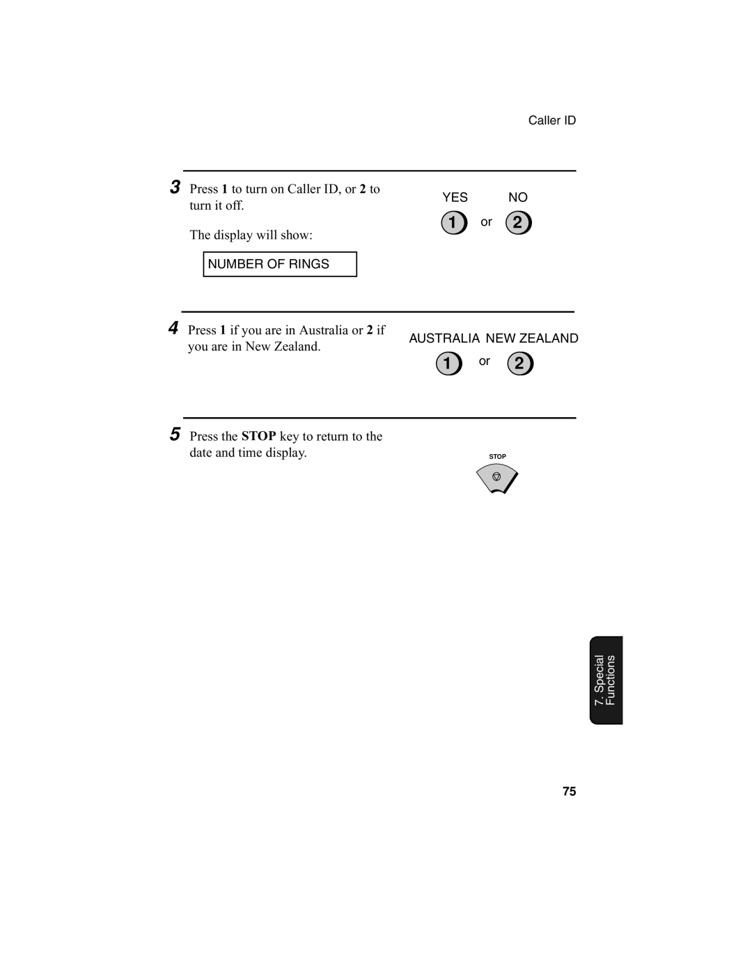 Sharp F0-50 F0-70 operation manual Press 1 to turn on Caller ID, or 2 to Turn it off 