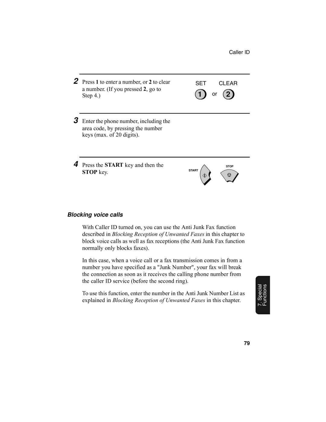 Sharp F0-50 F0-70 operation manual Blocking voice calls 