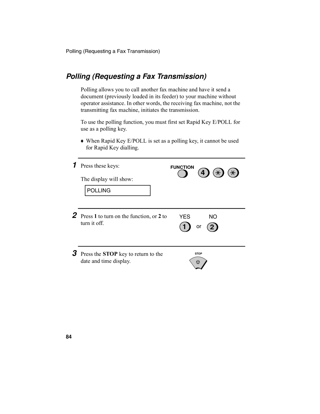 Sharp F0-50 F0-70 operation manual Polling Requesting a Fax Transmission 