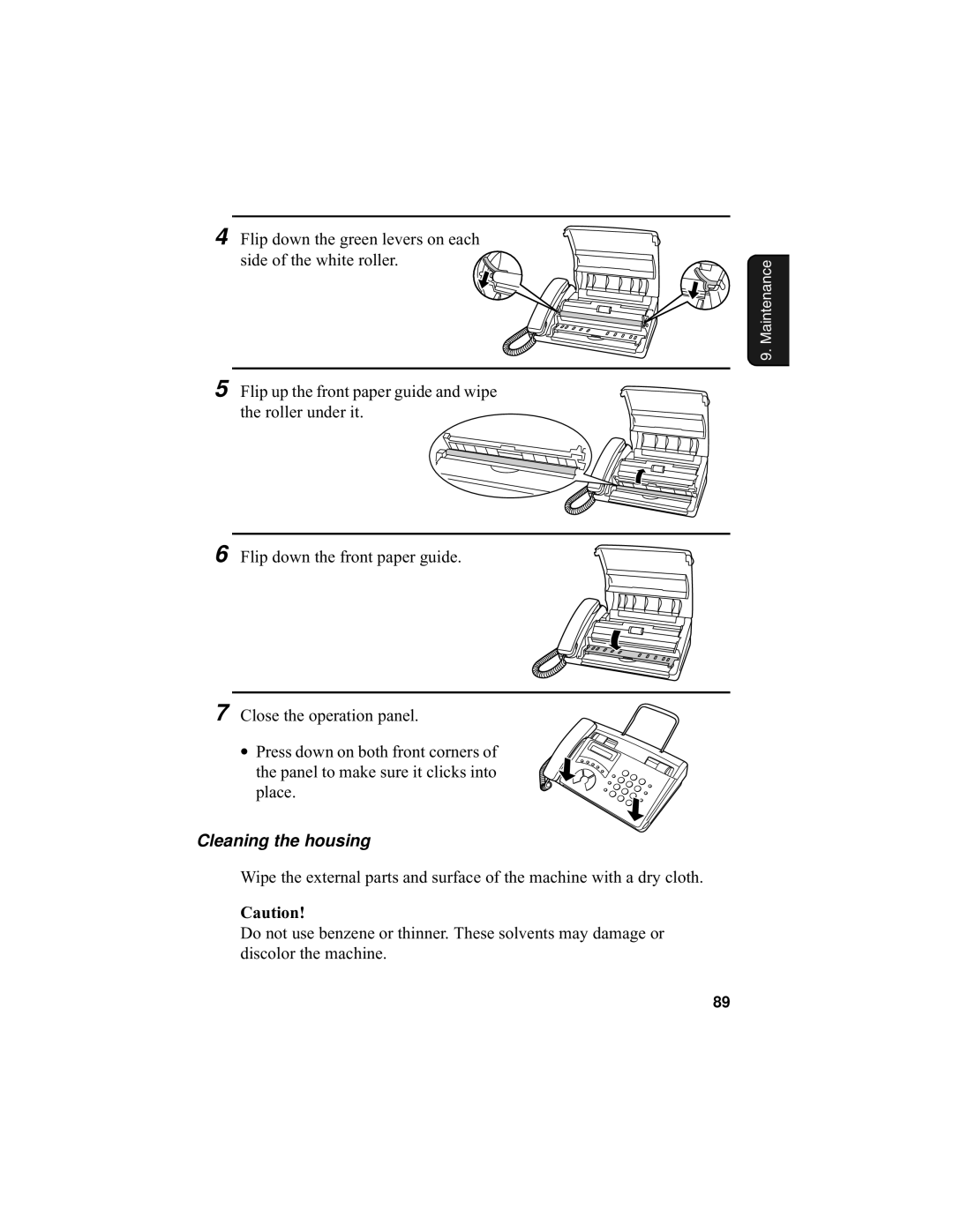 Sharp F0-50 F0-70 operation manual Cleaning the housing 