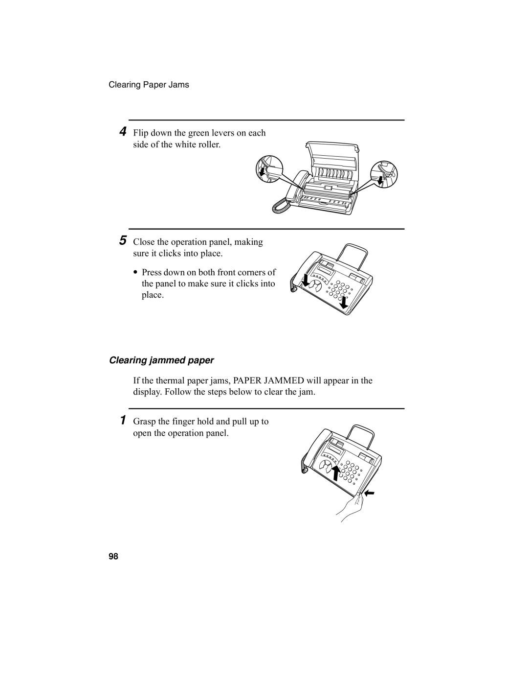 Sharp F0-50 F0-70 operation manual Clearing jammed paper 