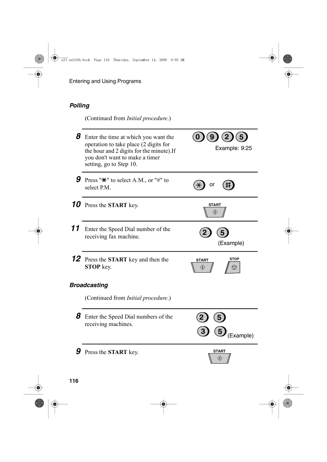 Sharp FO-1470 operation manual Polling, Broadcasting, 116 