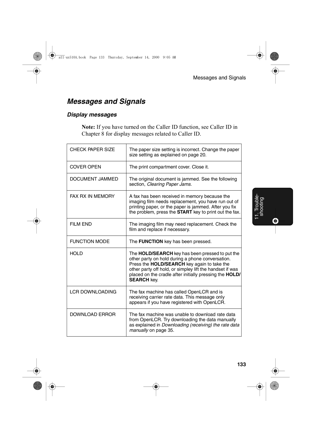 Sharp FO-1470 operation manual Messages and Signals, 133 