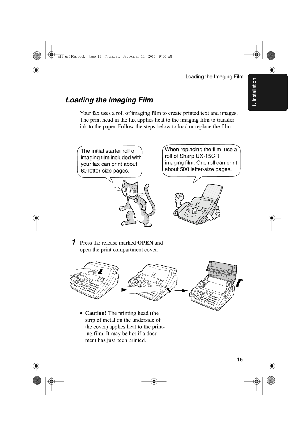 Sharp FO-1470 operation manual Loading the Imaging Film 